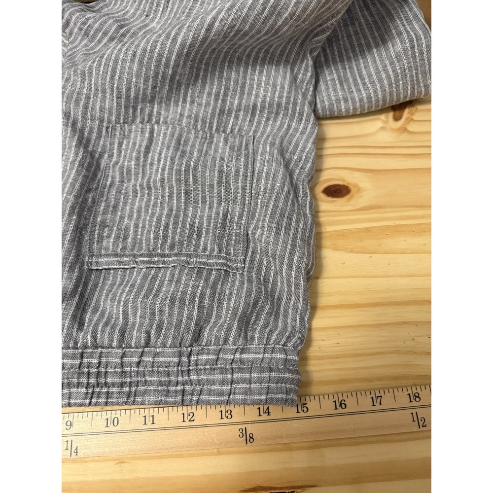 Ellen Tracy Women's Grey Striped Linen Pants S Old Money Coastal Beach Preppy - Picture 5 of 10